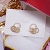Korean 925 silver needle jewelry exquisite small round crystal 14K real gold earrings elegant women's daily earrings