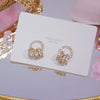 Korean 925 silver needle jewelry exquisite small round crystal 14K real gold earrings elegant women's daily earrings