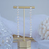 Korean jewelry 14K real gold plated copper inlaid AAA zircon earrings  long shiny wedding prom earrings