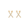 Korean jewelry, exquisite copper inlaid zircon cross earrings elegant and simple student women's daily wild earrings