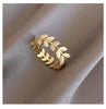 Korean jewelry exquisite copper inlaid zircon wheat ear leaf opal ring elegant women's opening adjustable ring