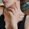 Korean jewelry exquisite copper inlaid zircon wheat ear leaf opal ring elegant women's opening adjustable ring