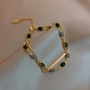 Korean jewelry, exquisite dark green beads double-layer bracelet, elegant student girlfriends women's daily bracelet