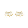 Korean jewelry exquisite inlaid zircon 14K real gold earrings C-style style temperament women's prom party earrings