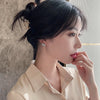 Korean jewelry exquisite inlaid zircon 14K real gold earrings C-style style temperament women's prom party earrings