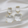 Korean selling jewelry double square crystal earrings four colors simple temperament female daily earrings