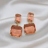 Korean selling jewelry double square crystal earrings four colors simple temperament female daily earrings