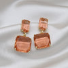Korean selling jewelry double square crystal earrings four colors simple temperament female daily earrings