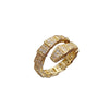 Korean selling jewelry exquisite copper inlaid zircon bamboo snake ring  women adjustable prom party ring