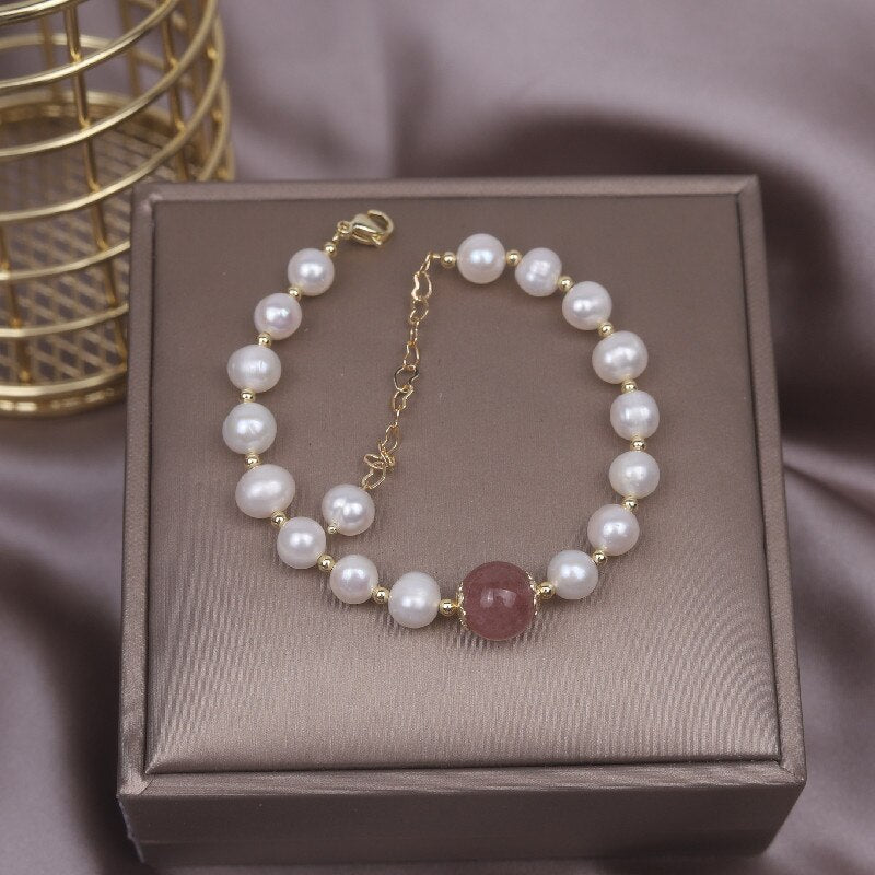 Korean selling jewelry natural freshwater pearl bracelet elegant women's daily all-match stone bead bracelet