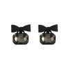 Korean selling jewelry sweet and cute black bow stud earrings square crystal elegant student women daily earrings