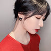 Korean selling jewelry sweet and cute black bow stud earrings square crystal elegant student women daily earrings