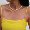 Korean irregular Imitation Pearl Choker Necklace For Women Cute Sweet Girls Necklace Smile Face Beads Necklace Jewelry