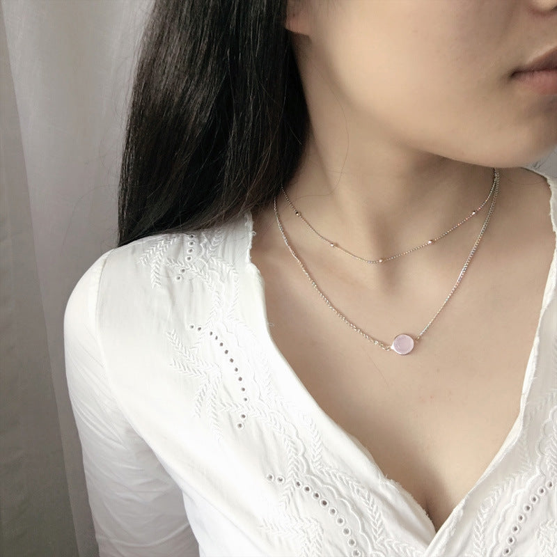 Korean jewelry simple imitation gem double section ladies chain clavicle short necklace Necklace Statement Necklaces and Pendant