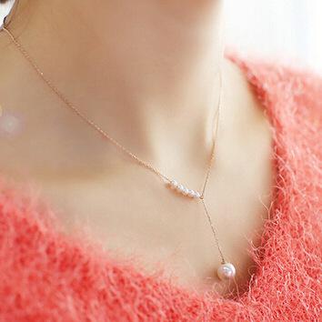 Korean jewelry temperament sweet accessories imitation pearl necklace female clavicle fine chain Statement Necklace Csgo