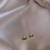 Korean  design jewelry elegant green white crystal earrings small and exquisite fan-shaped ear wire for women gfit