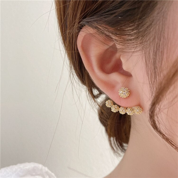 Korean design jewelry exquisite copper inlaid zircon beads earrings elegant women's everyday all-match earrings