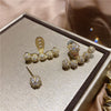 Korean design jewelry exquisite copper inlaid zircon beads earrings elegant women's everyday all-match earrings