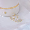 Korean design jewelry exquisite copper inlaid zircon fan-shaped hook earrings  women's wedding party earrings
