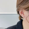 Korean design jewelry exquisite copper inlaid zircon fan-shaped hook earrings  women's wedding party earrings