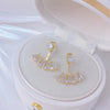 Korean design jewelry exquisite copper inlaid zircon fan-shaped hook earrings  women's wedding party earrings