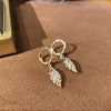 Korean design jewelry exquisite copper inlaid zircon opal leaf earrings elegant women's wedding party accessories
