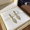Korean design jewelry exquisite copper inlaid zircon opal leaf earrings elegant women's wedding party accessories