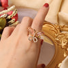 Korean design jewelry exquisite copper inlaid zircon opening adjustable crystal butterfly female shiny prom ring