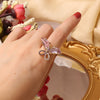 Korean design jewelry exquisite copper inlaid zircon opening adjustable crystal butterfly female shiny prom ring