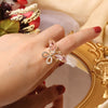 Korean design jewelry exquisite copper inlaid zircon opening adjustable crystal butterfly female shiny prom ring