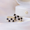 Korean design jewelry  shiny black and white zircon plaid earrings elegant women's wedding party accessories