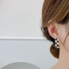 Korean design jewelry  shiny black and white zircon plaid earrings elegant women's wedding party accessories