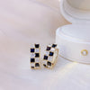 Korean design jewelry  shiny black and white zircon plaid earrings elegant women's wedding party accessories
