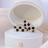 Korean design jewelry  shiny black and white zircon plaid earrings elegant women's wedding party accessories