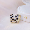 Korean design jewelry  shiny black and white zircon plaid earrings elegant women's wedding party accessories