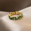 Korean design jewelry simple copper inlaid emerald zircon ring elegant women irregular closed ring