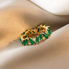 Korean design jewelry simple copper inlaid emerald zircon ring elegant women irregular closed ring