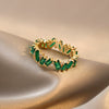 Korean design jewelry simple copper inlaid emerald zircon ring elegant women irregular closed ring