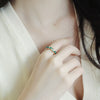 Korean design jewelry simple copper inlaid emerald zircon ring elegant women irregular closed ring