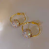 Korean design jewelry simple generous zircon transfer bead gold hoop earrings elegant women's prom party earrings