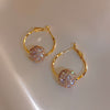 Korean design jewelry simple generous zircon transfer bead gold hoop earrings elegant women's prom party earrings