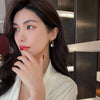 Korean design jewelry simple generous zircon transfer bead gold hoop earrings elegant women's prom party earrings
