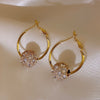 Korean design jewelry simple generous zircon transfer bead gold hoop earrings elegant women's prom party earrings