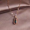 Korean design jewelry simple titanium steel clavicle peanut color crystal pendant female necklace pearl necklace