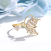 Korean design jewelry smart fairy copper inlaid zircon butterfly flower opening adjustable female prom party ring