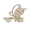 Korean design jewelry smart fairy copper inlaid zircon butterfly flower opening adjustable female prom party ring