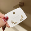 Korean jewelry exquisite AAA zircon five-pointed star 14K real gold earrings elegant sweet student women's earrings
