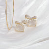 Korean jewelry exquisite copper inlaid zircon bow square crystal earrings elegant women's wedding party accessories