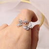 Korean jewelry exquisite copper inlaid zircon butterfly flower opening adjustable female index finger prom ring