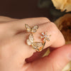 Korean jewelry exquisite copper inlaid zircon butterfly flower opening adjustable female index finger prom ring